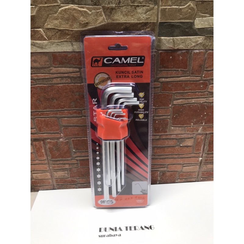 CAMEL Kunci L Set Kombinasi 9pcs Panjang Segi Bintang - Combination Long Hex Torx L Key