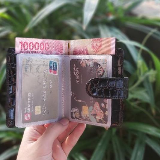 ☟ Card holder croco 17 slot / dompet kartu kulit buaya ❁