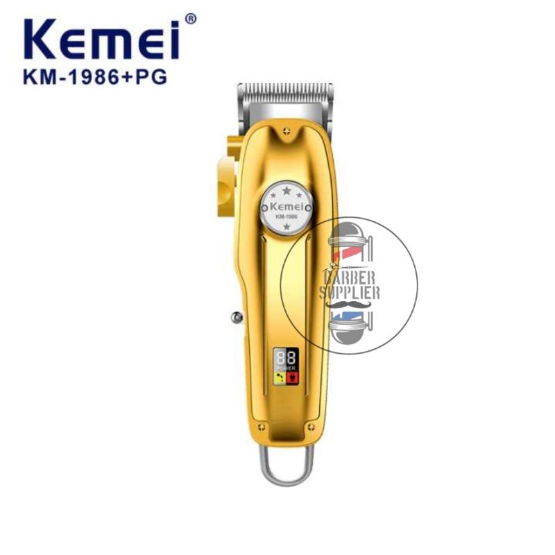 Clipper Kemei KM 1986 + PG Gold Edition Cordless / Alat pangkas barber kemei 1986/ mesin cukur rambu
