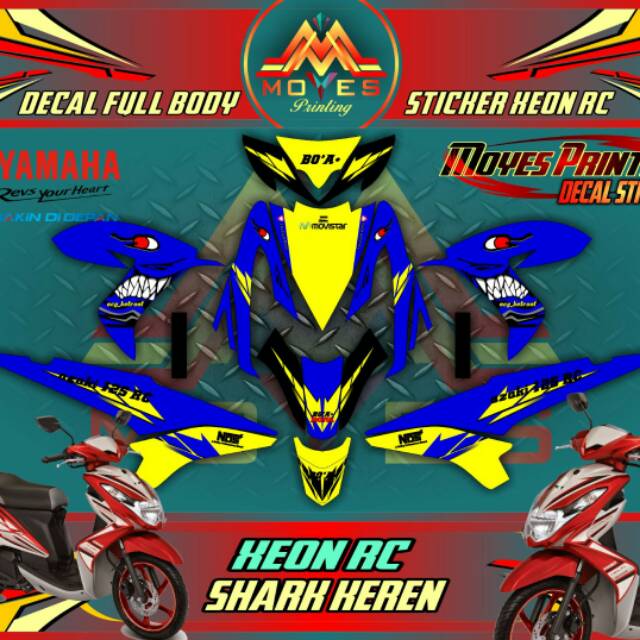 Terkeren decal Fullbody Motor Xeon Rc Sticker Motor Yamaha Xeon Shark blue