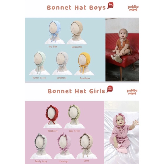 Petite Mimi Baby Bonet Hat / Topi Bayi
