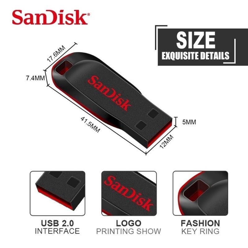 Flashdisk Sandisk USB 2.0 Cruzer Blade CZ50 ORIGINAL Garansi Resmi