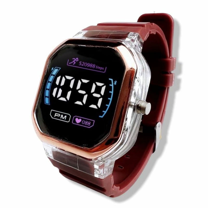 Rubber Led Pria Wanita Jam Tangan Fashion Water Resistant Kasual