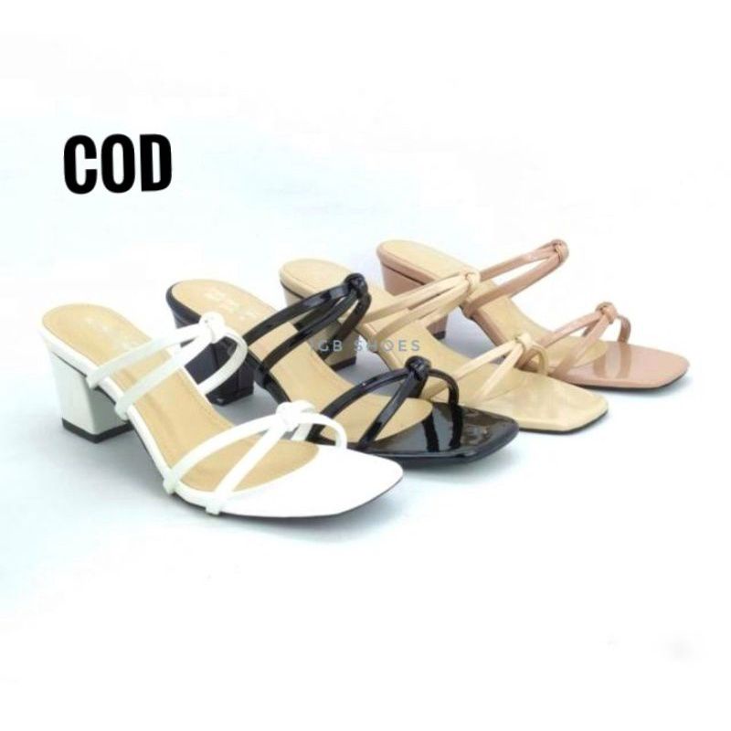 sandal heels wanita hak tahu 5cm tali Bendul cod