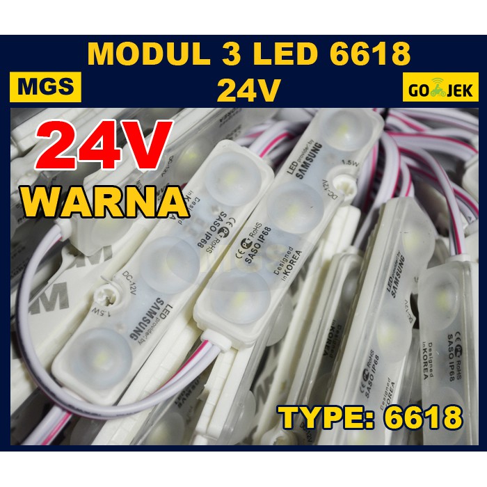 100Pcs Modul 3 LED Type 6618 24v - Warna