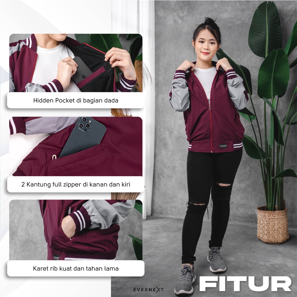 Jaket pria IKC 002 distro cbr six Bandung hoodie grosir pakaian pria H0D7 Baseball Varsity Waterproof Pria Wanita