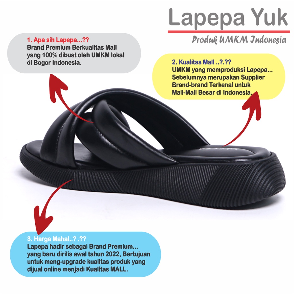 LAPEPA YUK - Sandal Wanita Wedges NADHIRA ALL COLOR Sendal Cewek Platform Kondangan Hak Tinggi 3cm Model Silang 2 Size 36 37 38 39 40 41 Pergi Jalan Casual Santai Rumah Slop Warna Hitam Selop Premium Original Kekinian Terbaru Shoes ORI Mall Official Store