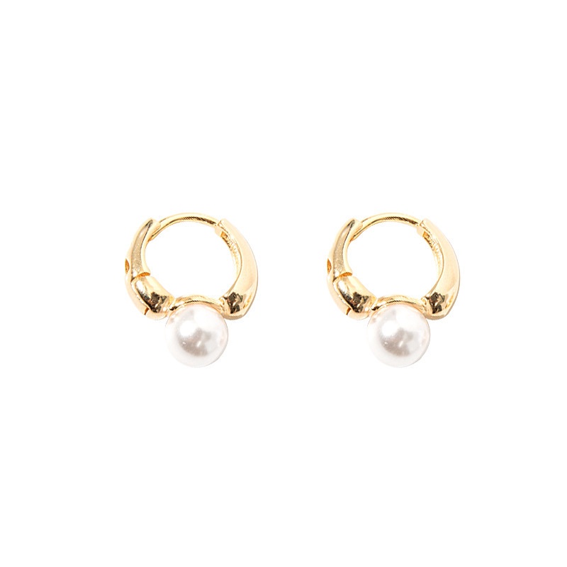 Retro Perancis Anting Bungkus Mutiara Anting Mutiara Ringan Mutiara Ringan Emas