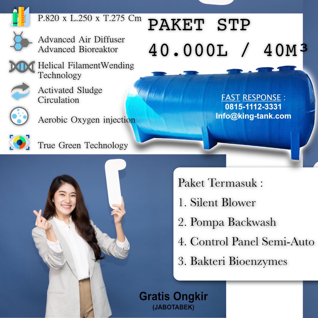PAKET Tangki 40000 Liter / 40m3 Tangki IPAL BIOTECH