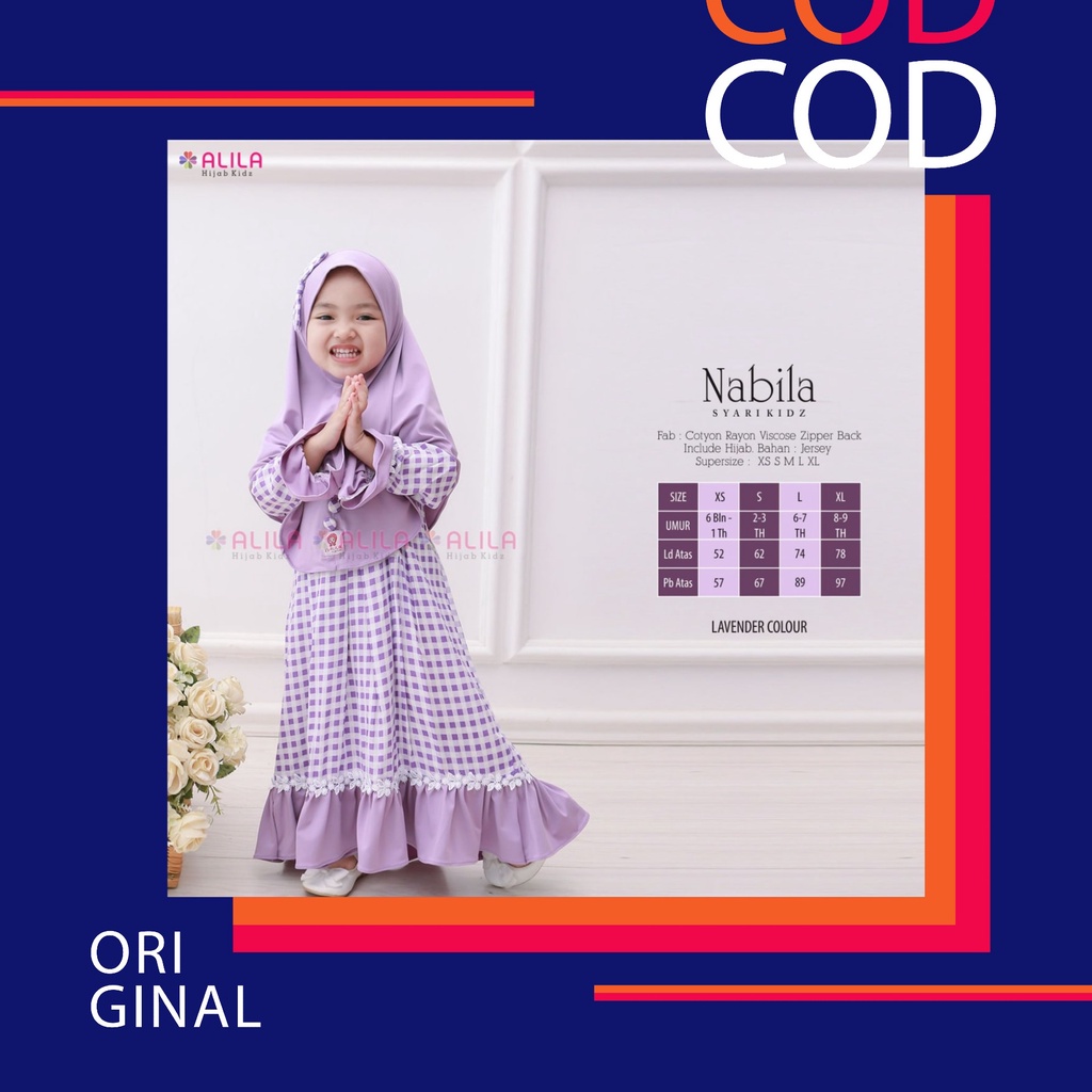 Nabila Syari Kidz Ori by Alila Gamis Syar'i Anak Setelan Jilbab