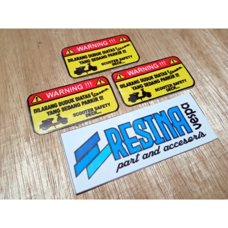 emblem Vespa safety deck warning stainles bahan anti luntur