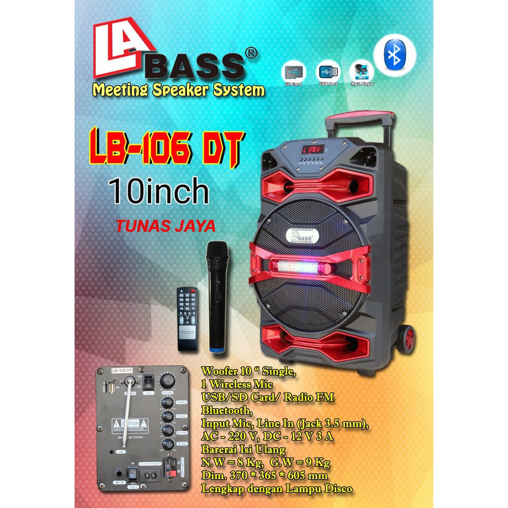 SPEAKER PORTABEL WIRELESS MEETING LA BASS LB 1226DT