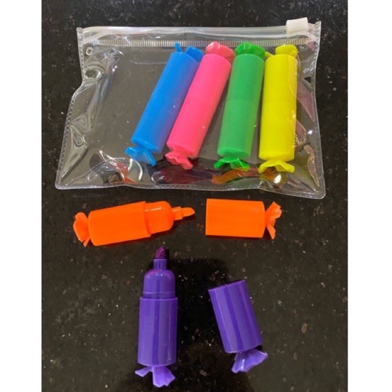 

[HARGA 6PCS] HIGHLIGHTER FANCY LUCU BENTUK PERMEN / STABILO PEWARNA