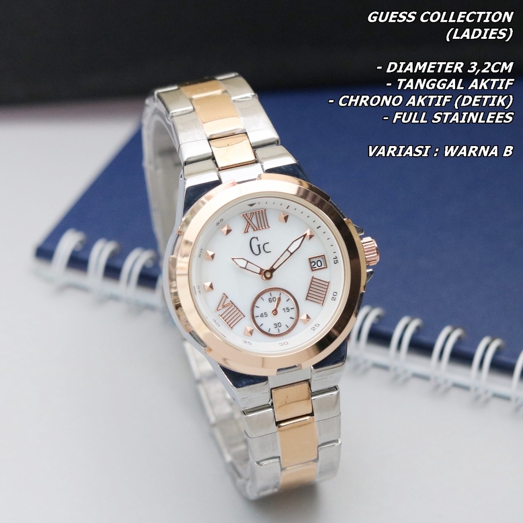 JAM TANGAN WANITA GC RANTAI BODY BULAT TANGGAL &amp; CHRONO AKTIF