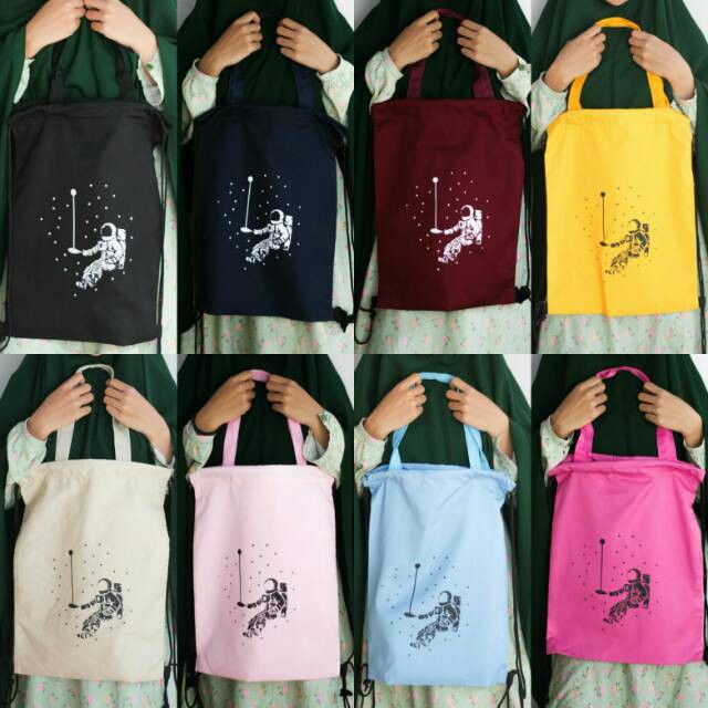 NEW DUAL FUNGSI BISA TOTEBAG  STRINGBAG RANSEL SERUT SABLON | bahan drill polos