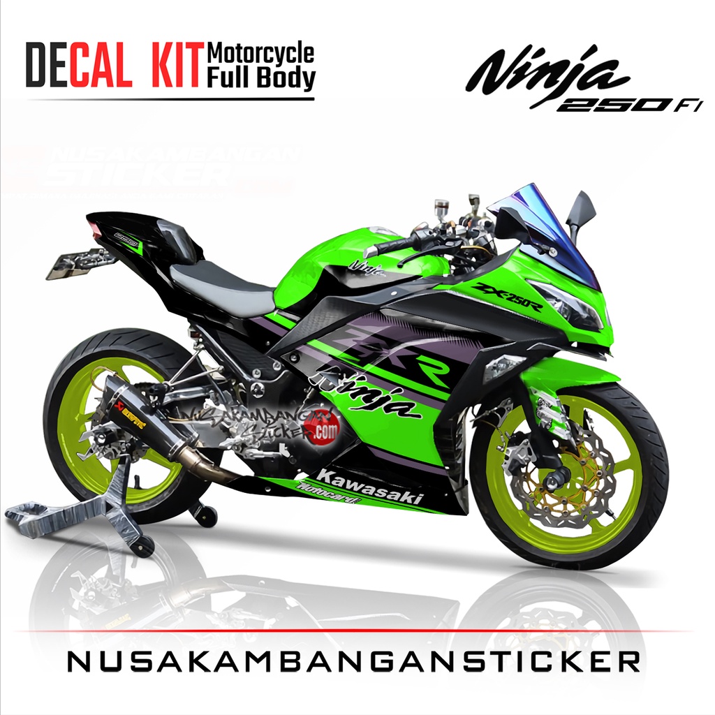 Stiker Decal Motor Kawasaki Ninja 250 fi Full Body ZXR Hijau Grafis Racing Team Sticker Variasi Cust