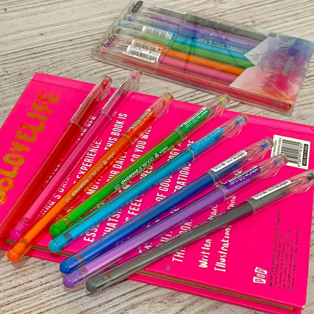 Colour Pen 1 Box Lengkap isi 8 Pcs Warna CS-821A Unik Kualitas Terbaik / Pulpen Warna-Warni 1 Paket Komplit Alat tulis Stationary Fancy Harga Termurah bisa COD