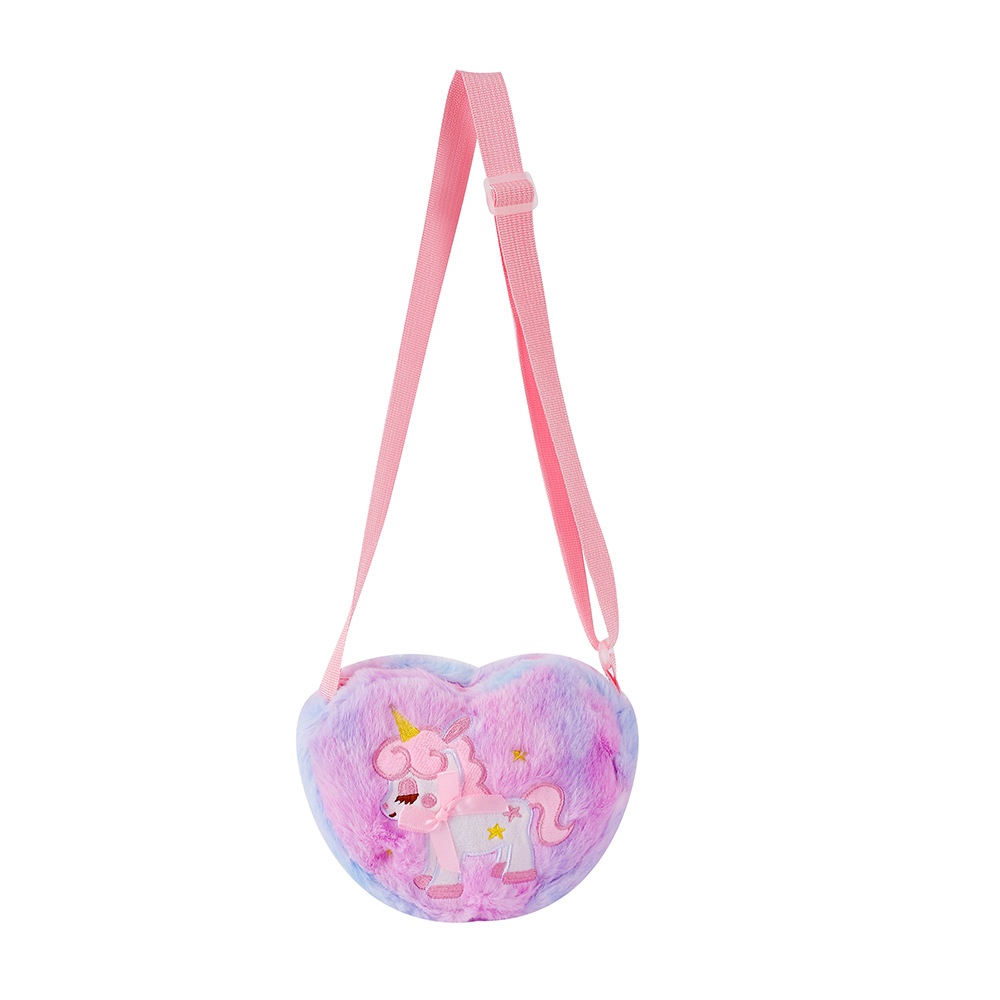 Sling Bag Anak Perempuan Paud Tk Tas Selempang Bulu Unicorn Motif Love Tas Jalan anak Perempuan Kado Ultah Import Berkualitas