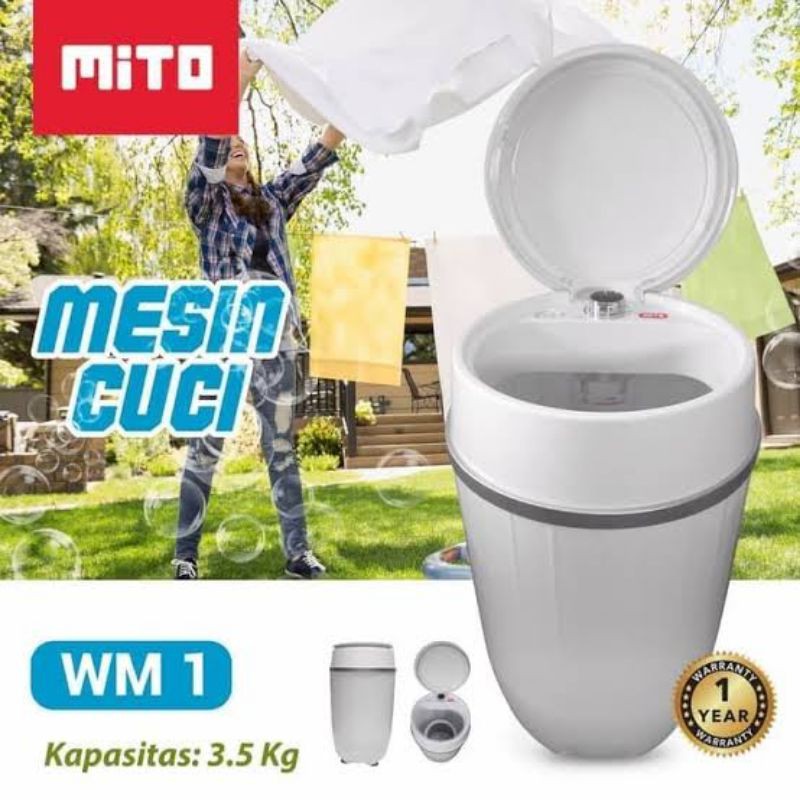 Mesin Cuci Portable Mito WM1  3.5 Kilo Mencuci dan Meniriskan Garansi Resmi