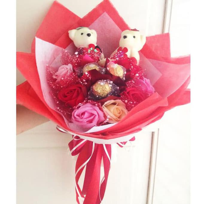 

Ready Stock Buket Bunga Valentine/ Kado Anniversary Murah 9S+3C+2B