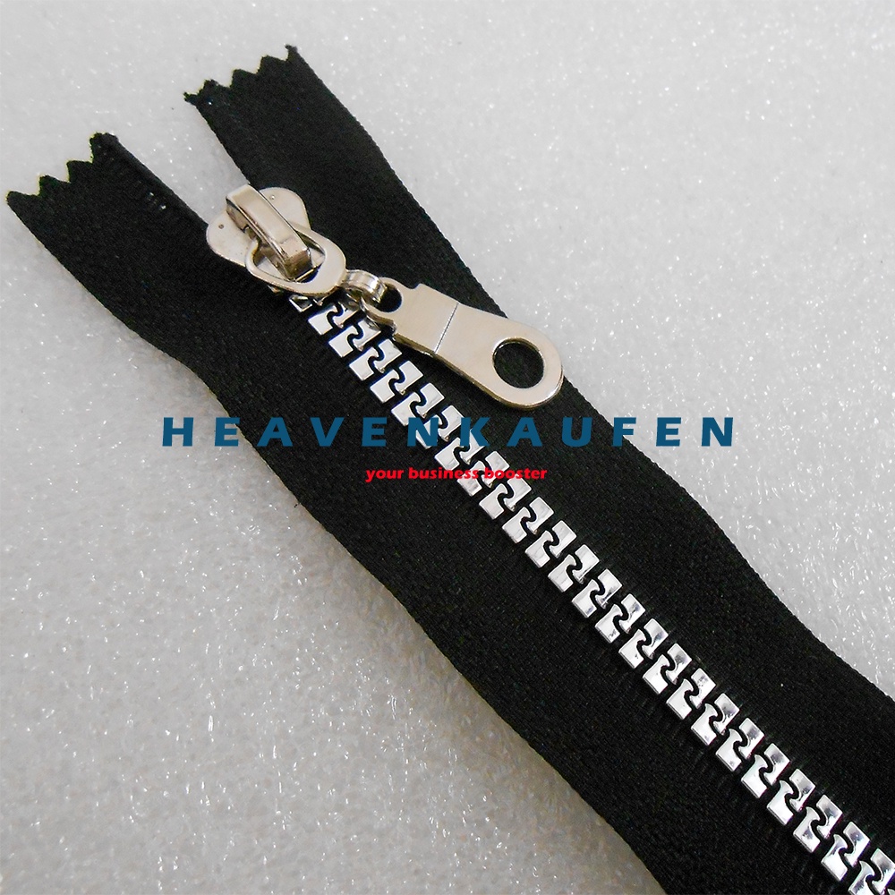 Resleting Zipper Busana Wanita 25 cm Vislon Variasi Hitam Silver Close - End Kode BS