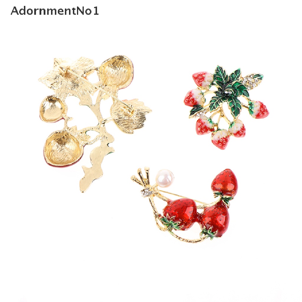 (AdornmentNo1) Bros Pin Enamel Bentuk Buah Strawberry Merah Untuk Wanita