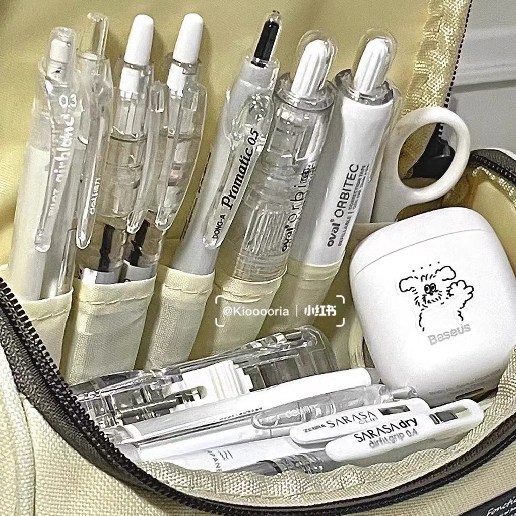 Sera Kotak pensil sederhana berkapasitas besar perempuan bantal-jenis seri ulang tahun sekolah menengah pertama bersih kanvas merah kotak alat tulis warna solid divisi lanjutan