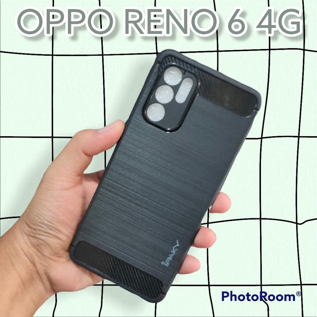 Case Slim Fit Carbon Oppo Reno 4 6 4G 6.4 Inchi Softshell Fiber Multi Carbon Anti Melar