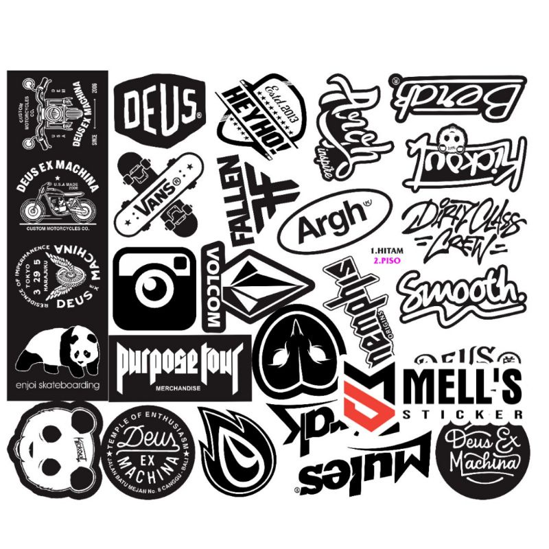 sticker distro hitam paket 50 lembar