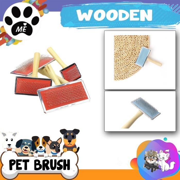 Pet Grooming &quot;WOODEN LARGE&quot; Sisir Kawat Hewan