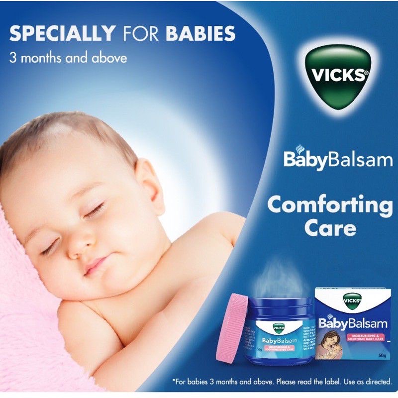 Vicks Baby Balsam Comfort For Babies Balsem Bayi Penghangat Tubuh 3M+ Menenangkan Bayi saat Rewel Batuk Pilek Flu