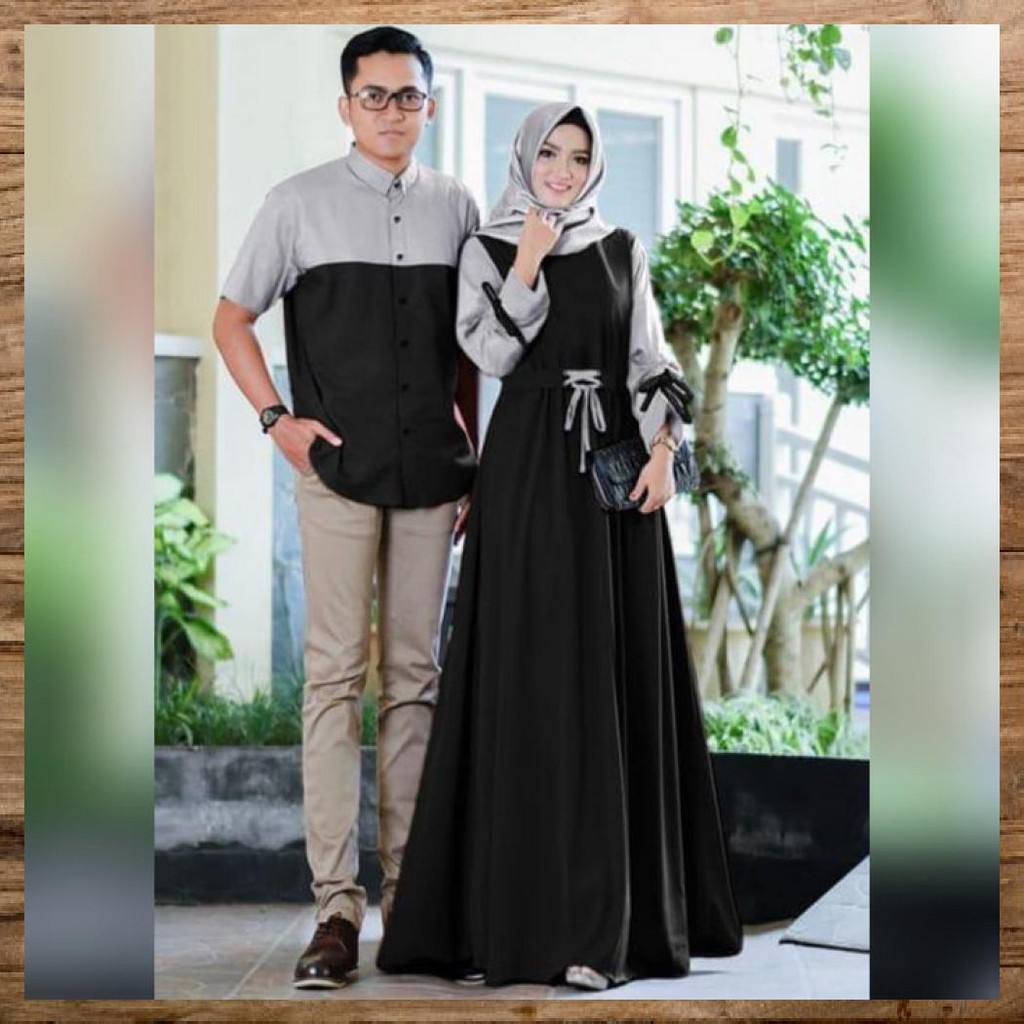 Cp Kharisma Baloteli/Gamis Couple/Baju Muslim Pasangan - Hitam