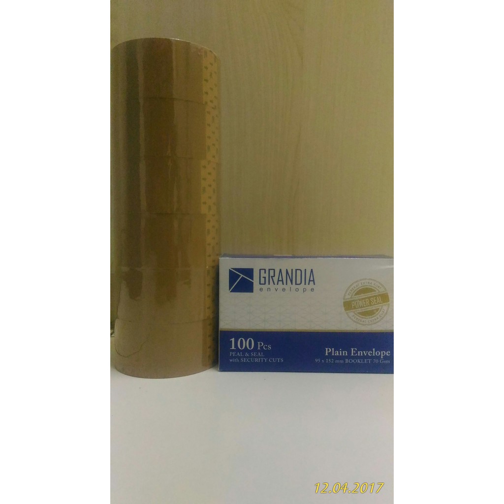 

lakban cokelat merk dezz 72 Y dan 48 mm + amplop 104