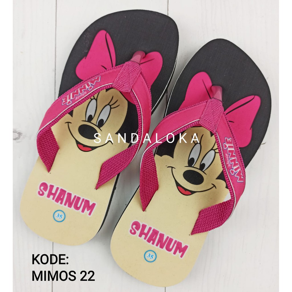 [PO] Sandal Karakter Print Minnie Mouse Mickey | Sendal Nama | Cartoon Foto | Anak PAUD TK SD sancu