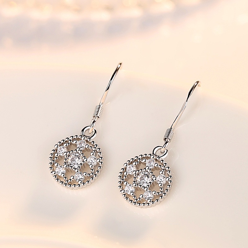 Anting Perak 925 Wanita Bulat Anting-Anting teratai Perhiasan Fashion