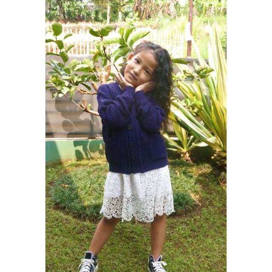 MARISKA CARDIGAN OVERSIZE RAJUT LENGAN PANJANG WANITA BAHAN TEBAL KANCING 5 OUTER KARDIGAN KEKINIAN-Kids Navy