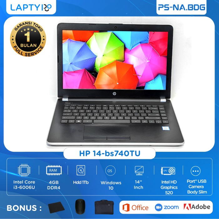 Jual Laptop Murah HP 14-bs740TU/Intel Core I3 Gen 6/Ram 4Gb/Hdd 1Tb ...