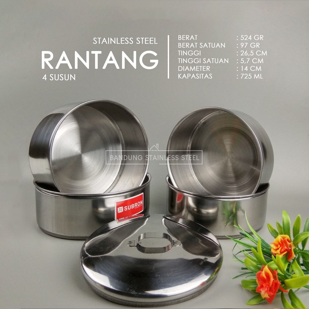 Rantang 4 susun stainless steel diameter 14cm murah lunch box bekal