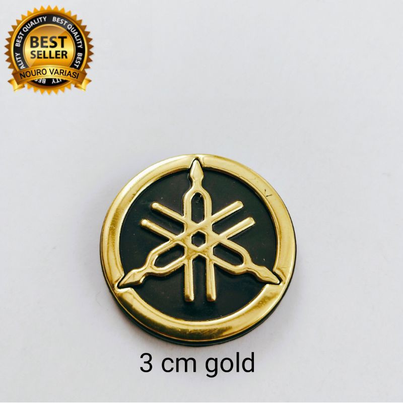emblem timbul logo garputala yamaha bahan abs plastik kwalitas bagus ukuran 4.5cm x 4.5cm rx king-GOLD 3cm