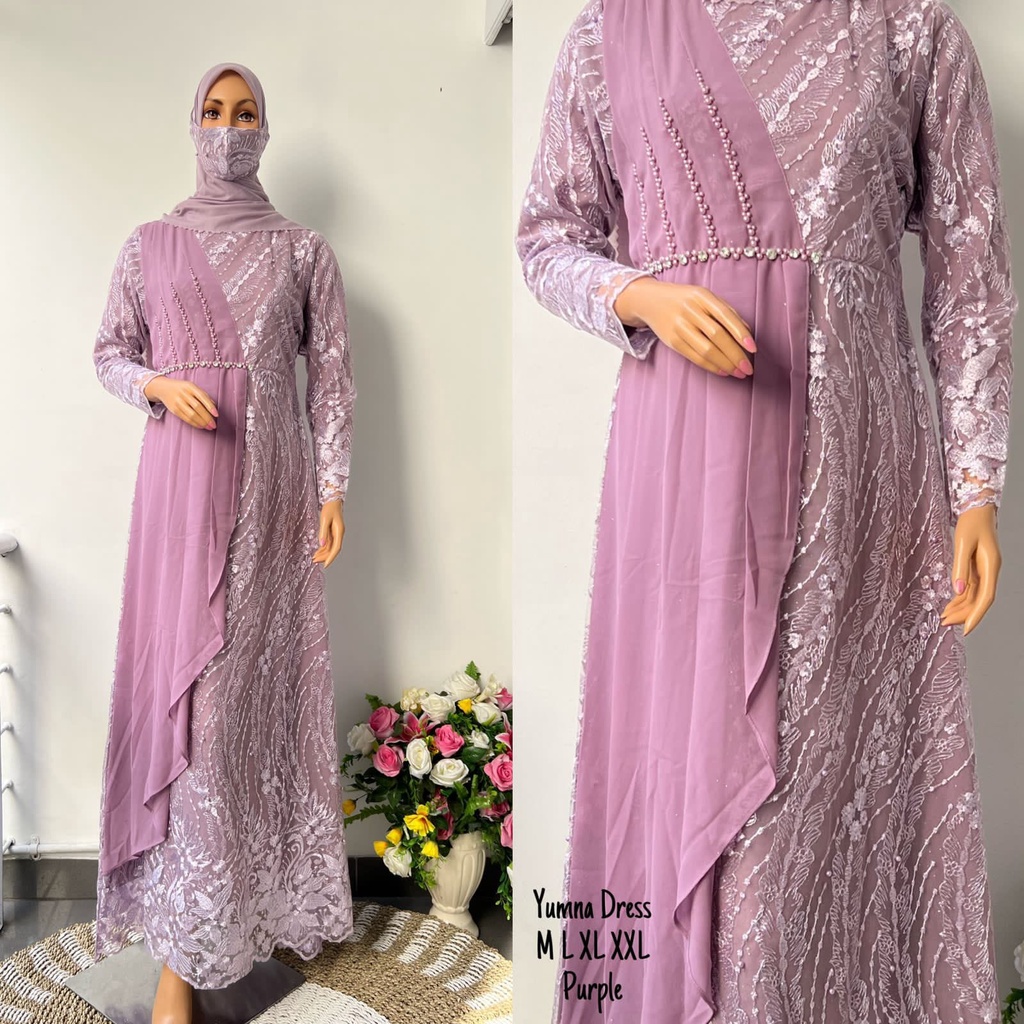 Gamis Yumna Dress Payet Slendang Premium || [COD] Bayar di Tempat || Gamis Wisuda Remaja Terbaru || Terlaris Gamis Pesta Tille Tuton Premium || Gamis Seragam Pesta Modern 2022