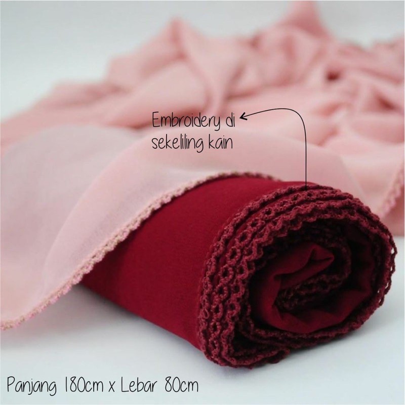 Pashmina Crochet 180cm x 70cm Ceruty Babydoll Picot Shawl Rajut Rapi