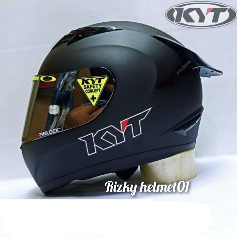 Helm Full face KYT R10 Black Doff Paket Ganteng
