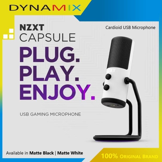 NZXT CAPSULE - Cardioid USB Microphone - Black | White GARANSI RESMI