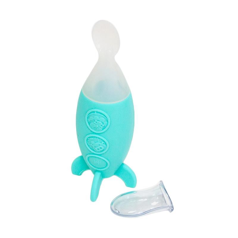 Marcus &amp; Marcus - (With Lid) Baby Feeding Spoon Dispenser Rocket BLUE