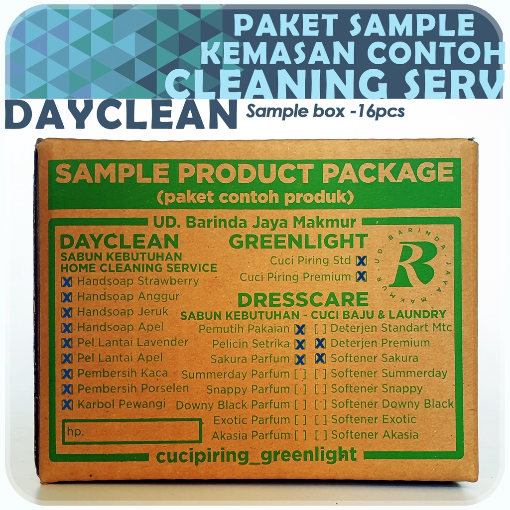 PAKET Contoh 16pcs - DAYCLEAN Produk Kebutuhan CLEANING SERVICE