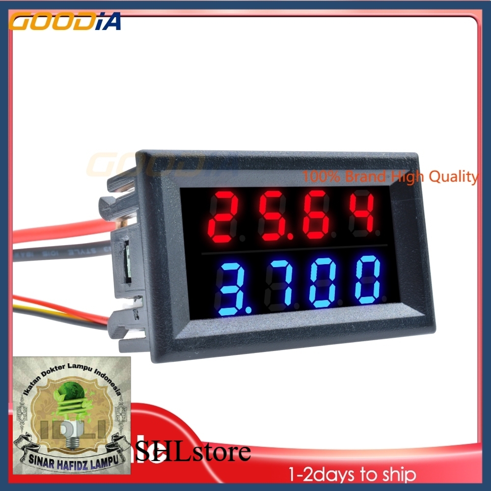 Voltmeter Ammeter Digital Dc 0-200v 10a Dengan 4 Bits 5 Kabel