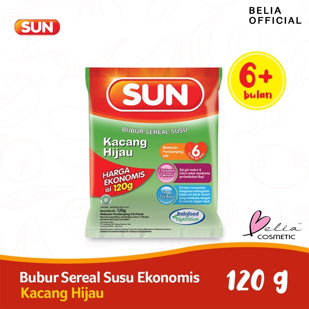 ❤ BELIA ❤ SUN Bubur Sereal Susu Marie Biscuit | SACHET 20g 80g 120g | Bayi 6+ bulan keatas | Instant | Snack | Makanan Aman Baby | Sehat | MPASI | BPOM