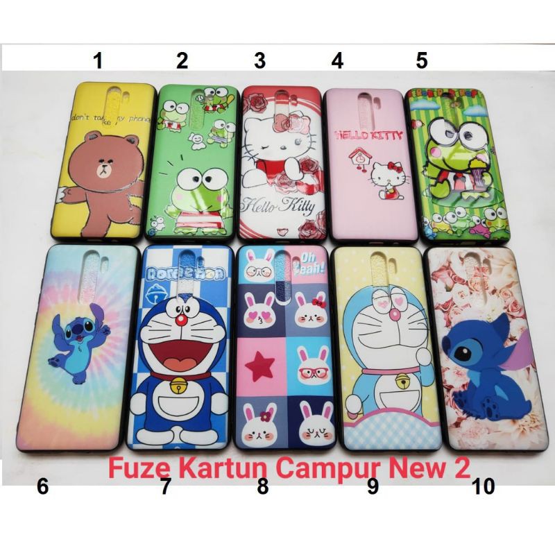 case fuze motif kartun campur casing type HP VIVO OPPO REDMI REALME HUAWEI INFINIX IPHONE