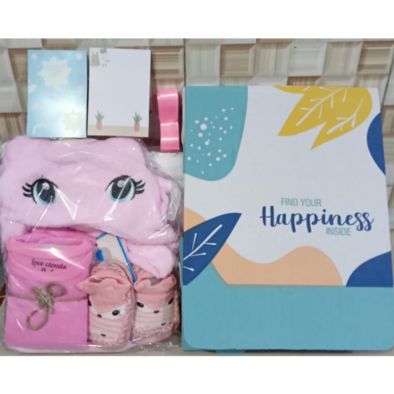 Hampers Bayi Newborn Baby Gift Set Selimut Kado Kelahiran Bayi Laki-laki Perempuan-Selimut Pink Rakitan