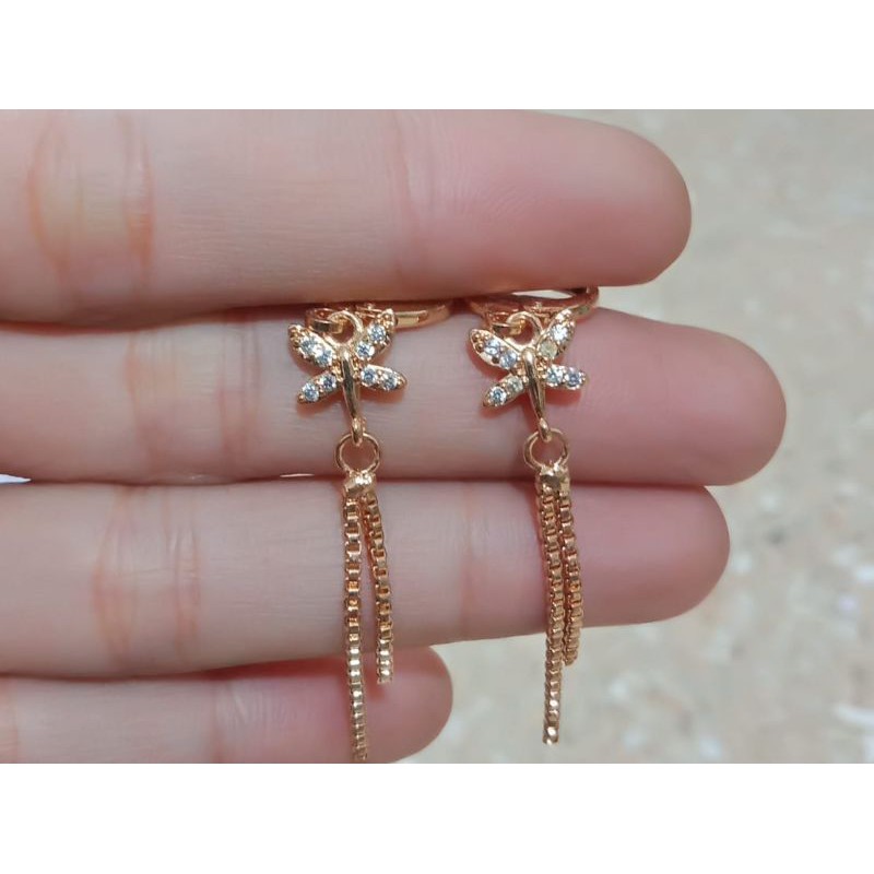 anting jurai motif capung gold lapis emas